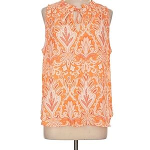LOFT Orange and White Paisley Blouse
